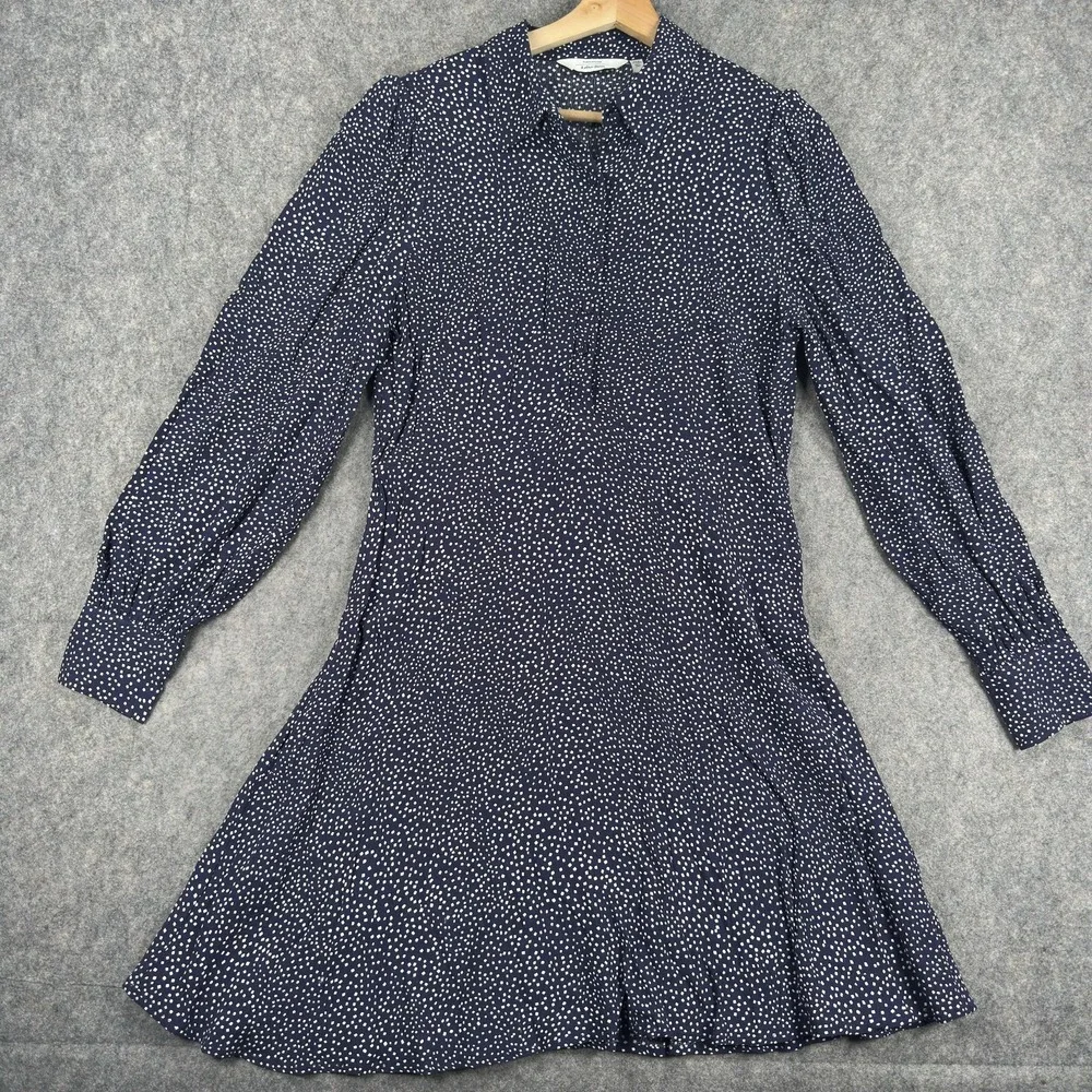 Paris Atelier & Other Stories Shirt Dress‎ Womens Medium Blue Polka Dot Viscose